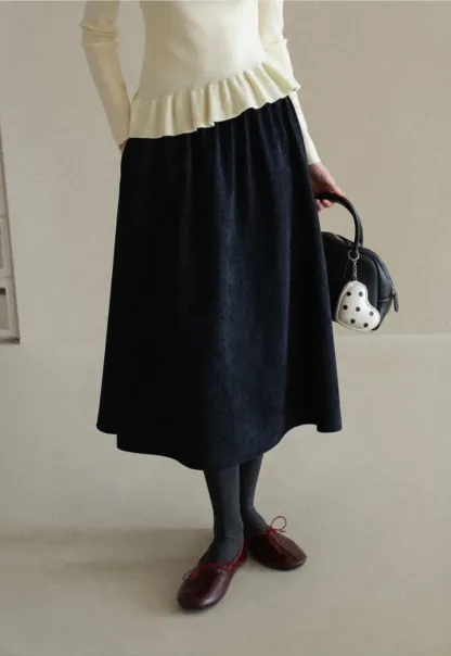 High Waist Pleated A Line Skirt