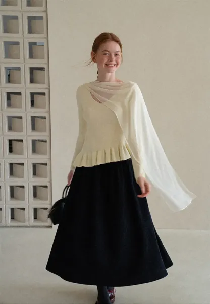 High Waist Pleated A Line Skirt