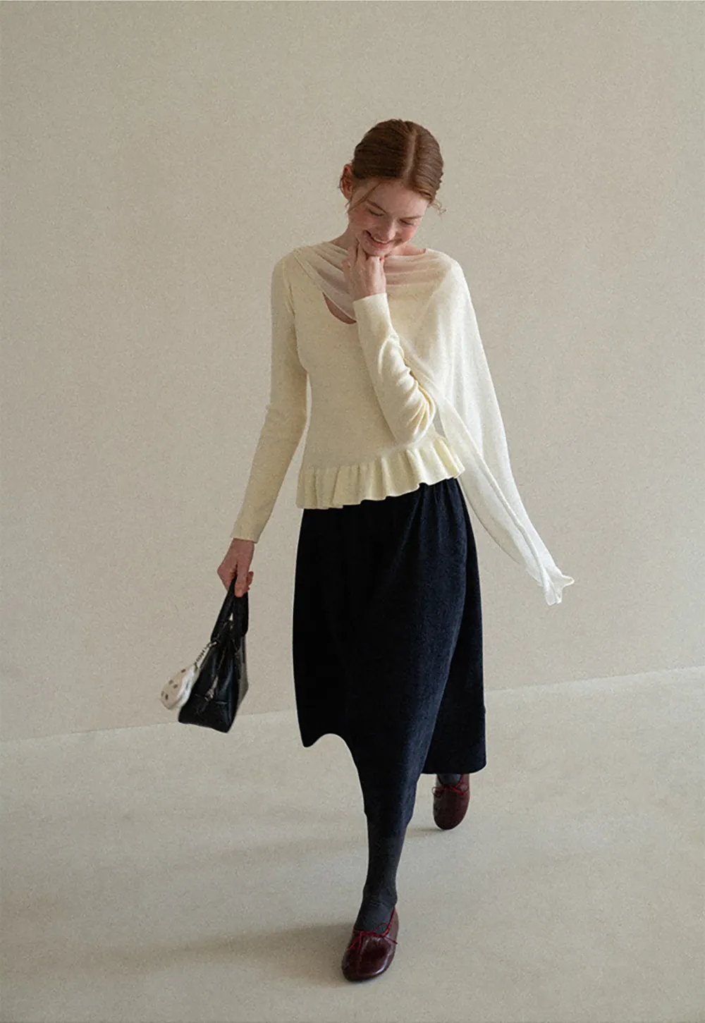 High Waist Pleated A Line Skirt