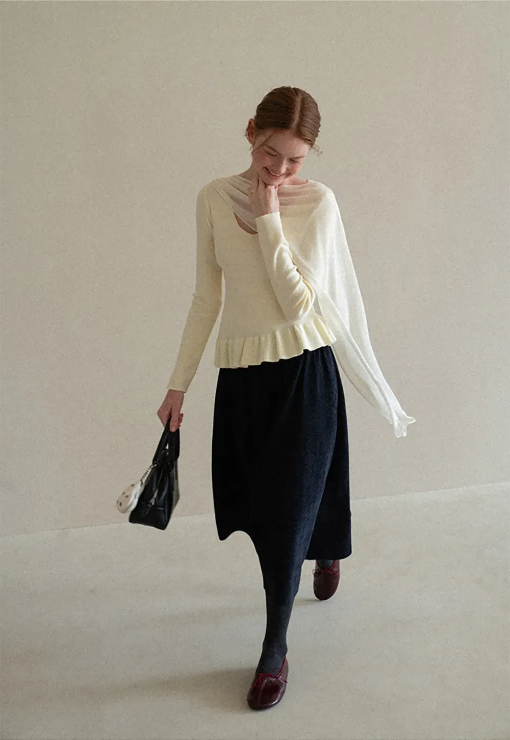 High Waist Pleated A Line Skirt