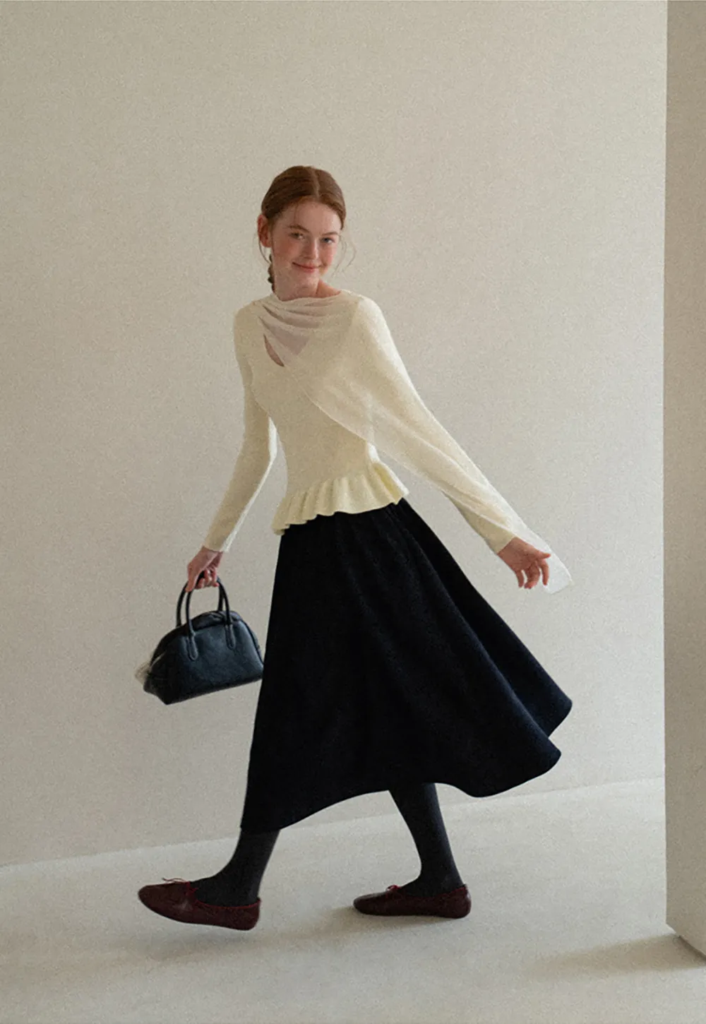 High Waist Pleated A Line Skirt