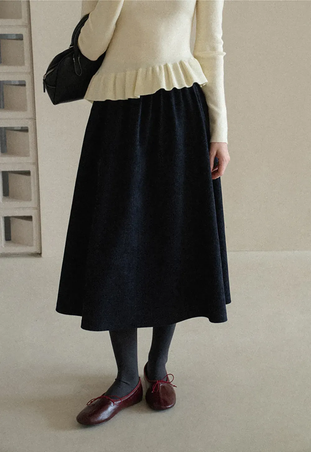 High Waist Pleated A Line Skirt