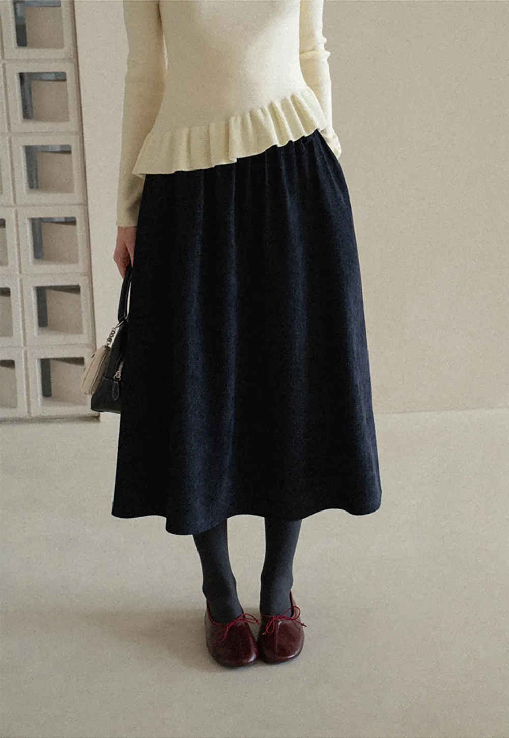 High Waist Pleated A Line Skirt