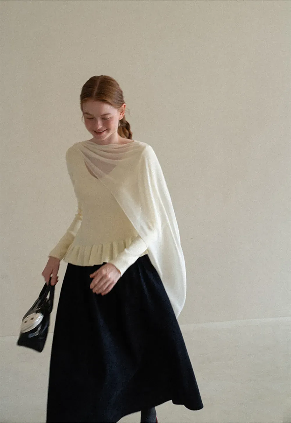 High Waist Pleated A Line Skirt