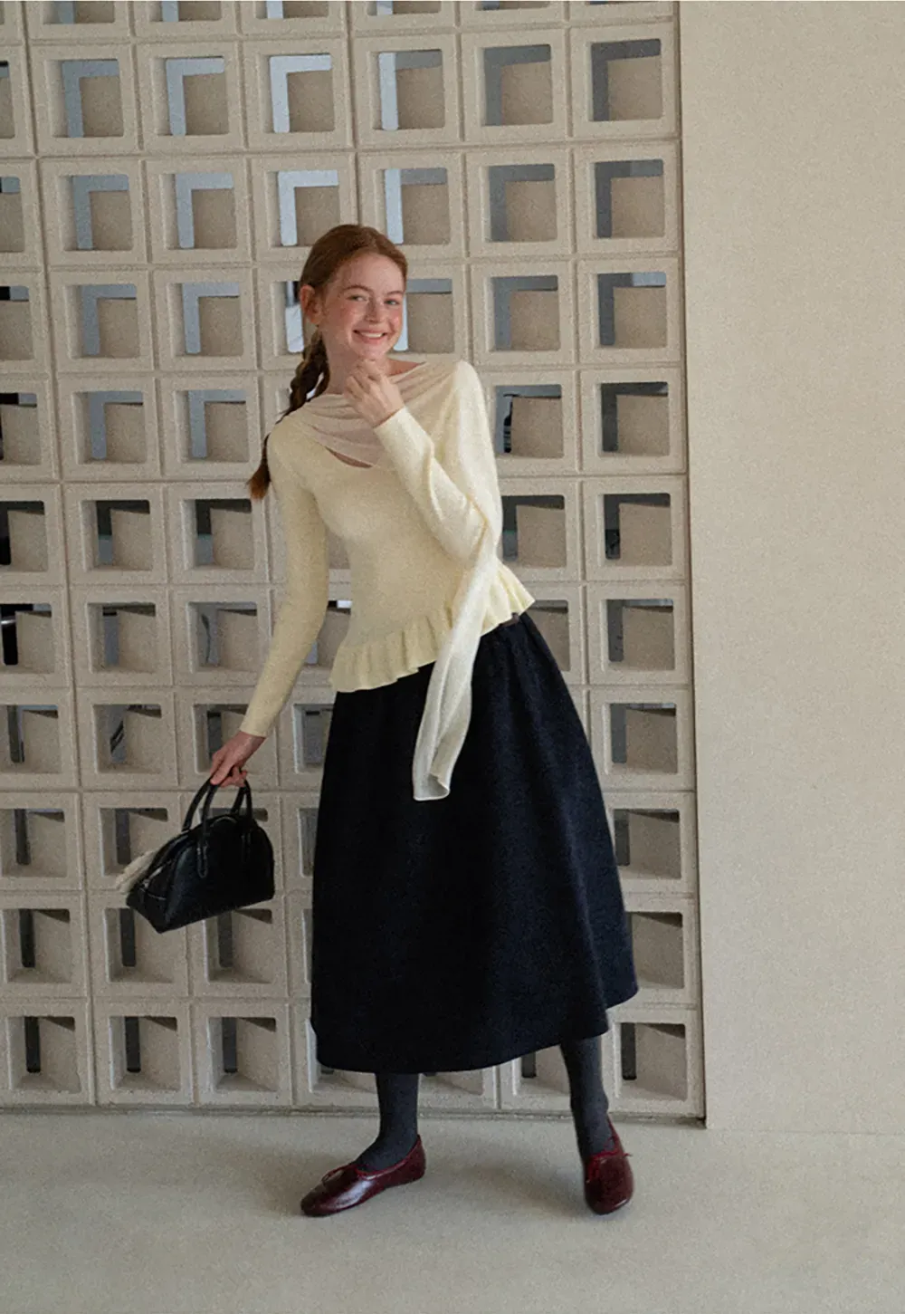 High Waist Pleated A Line Skirt