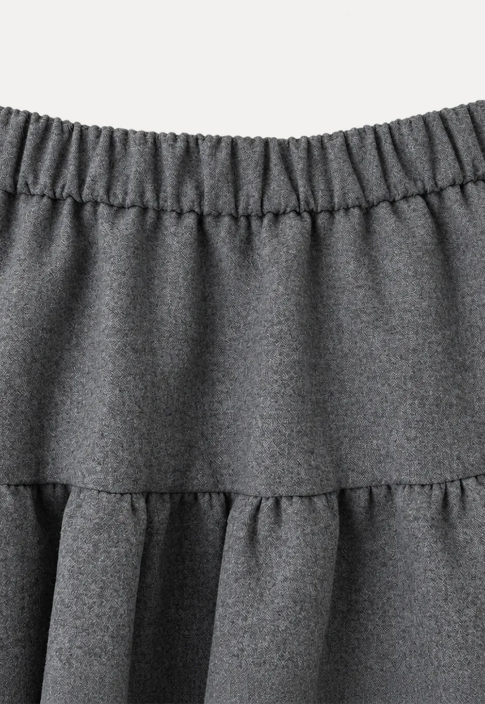 Tiered A-Line Wool Blend Skirt