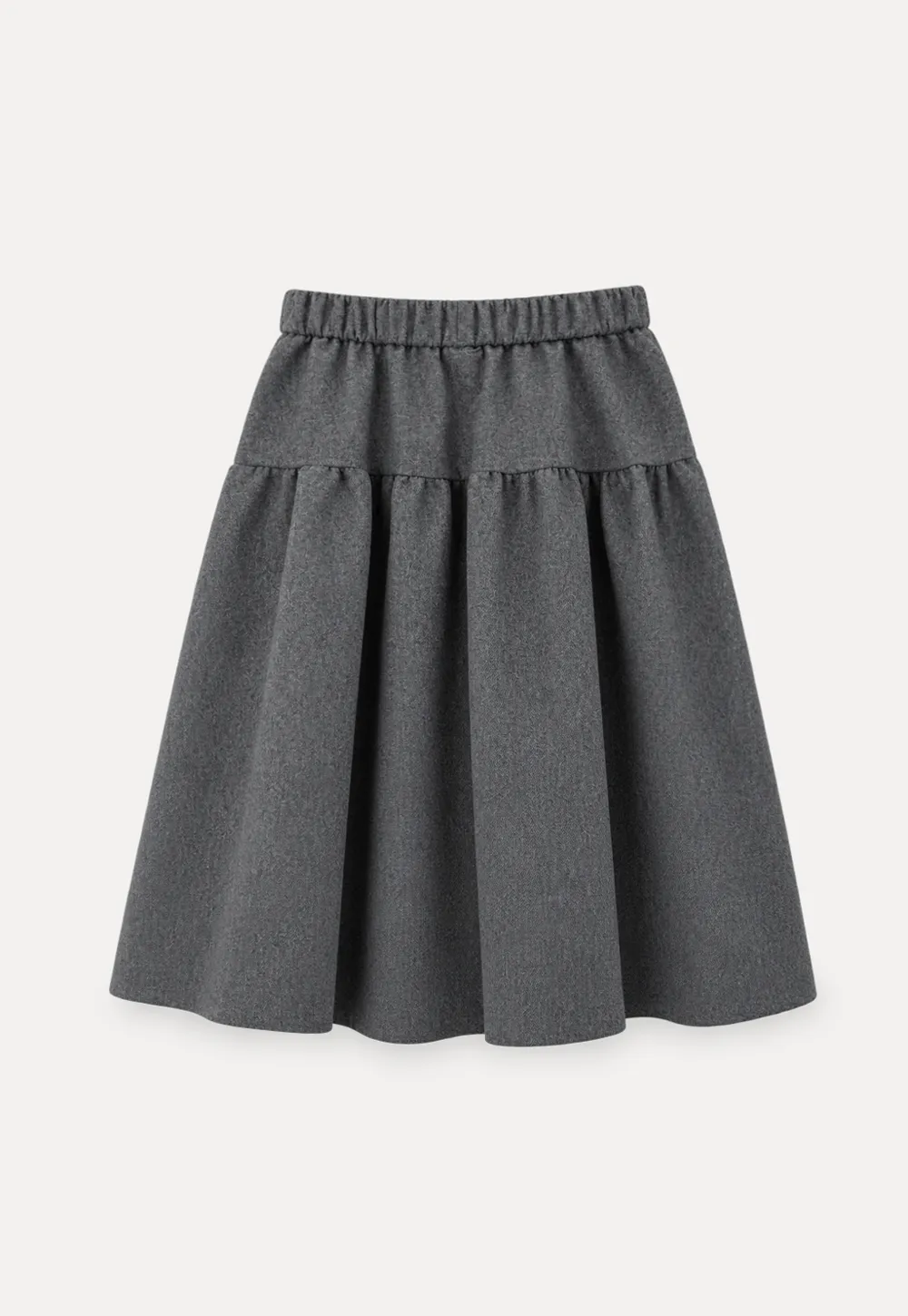 Tiered A-Line Wool Blend Skirt