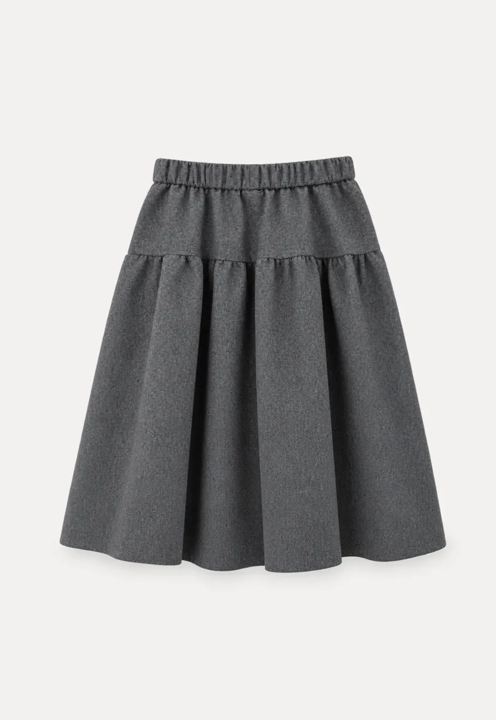 Tiered A-Line Wool Blend Skirt