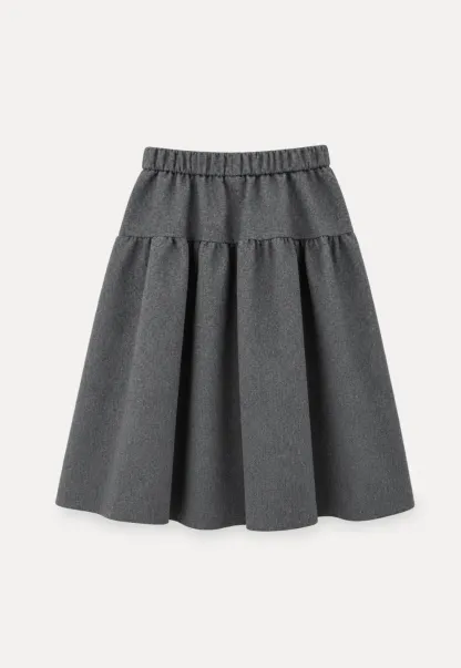 Tiered A-Line Wool Blend Skirt