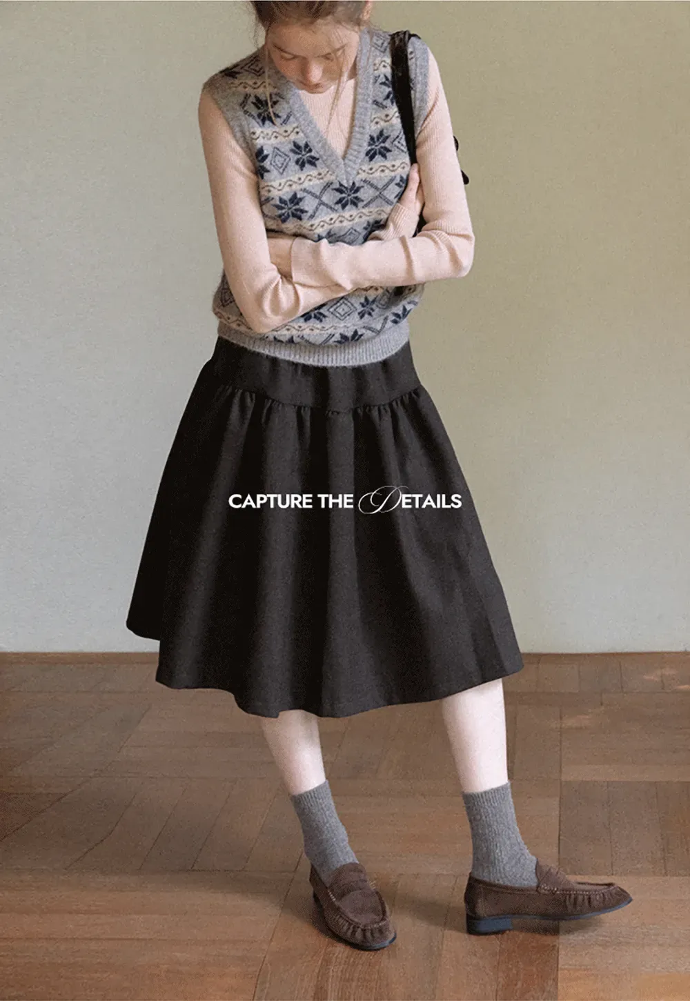 Tiered A-Line Wool Blend Skirt