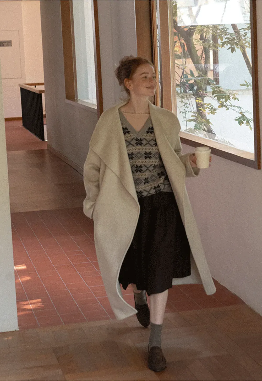Tiered A-Line Wool Blend Skirt