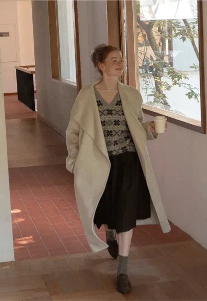 Tiered A-Line Wool Blend Skirt