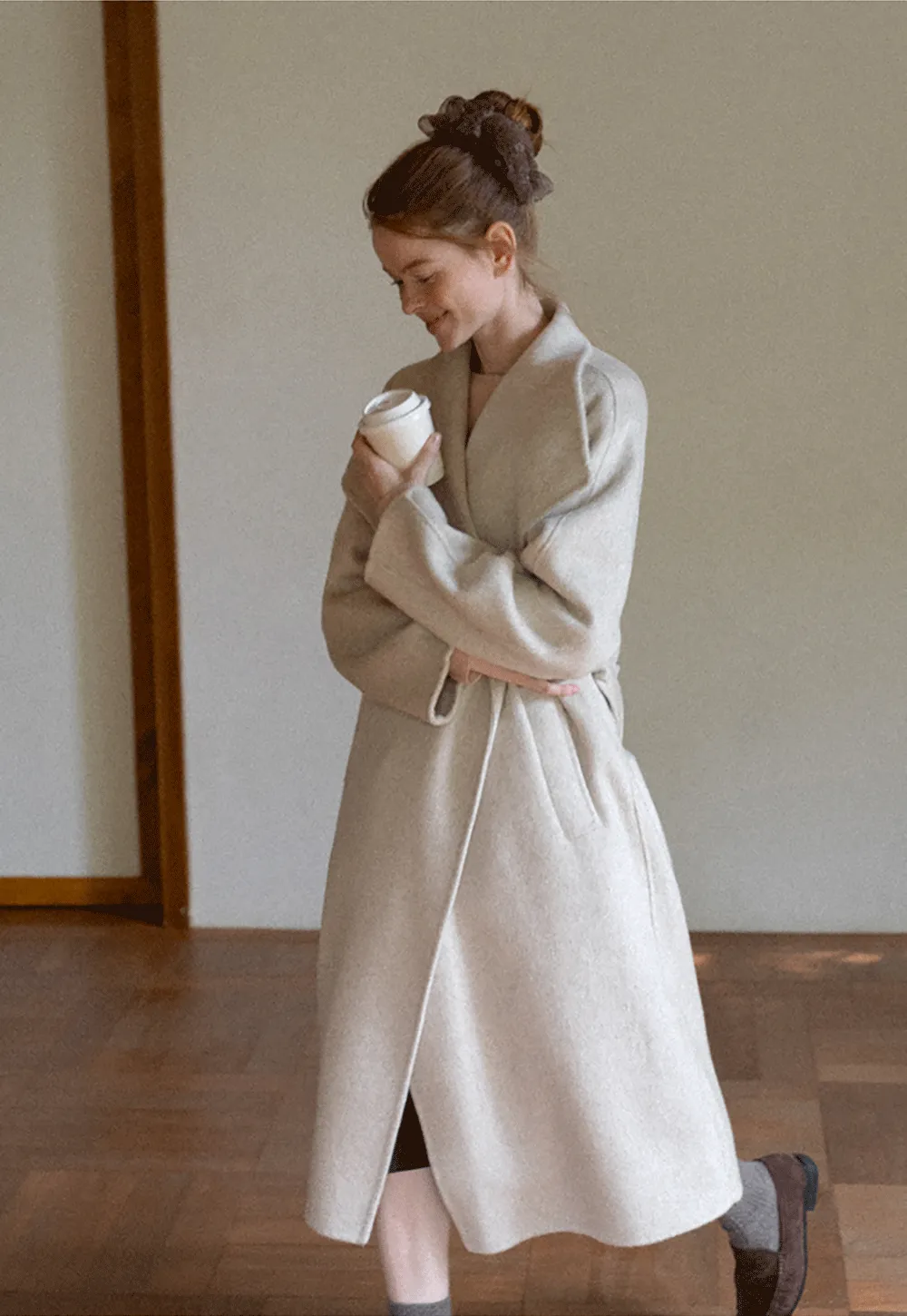 Tiered A-Line Wool Blend Skirt