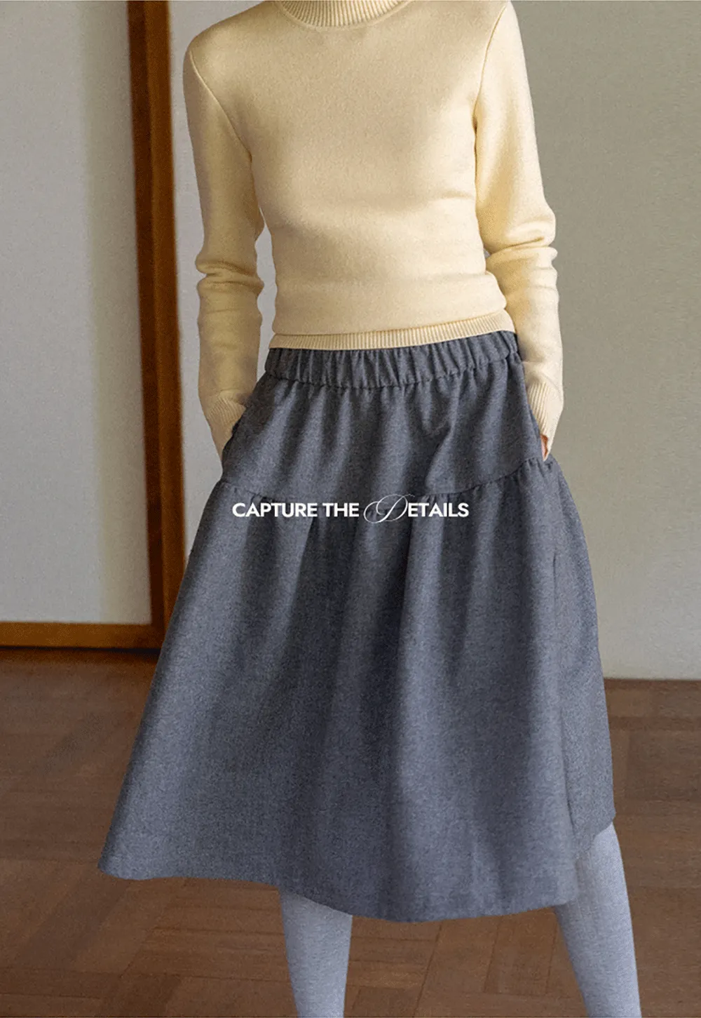 Tiered A-Line Wool Blend Skirt