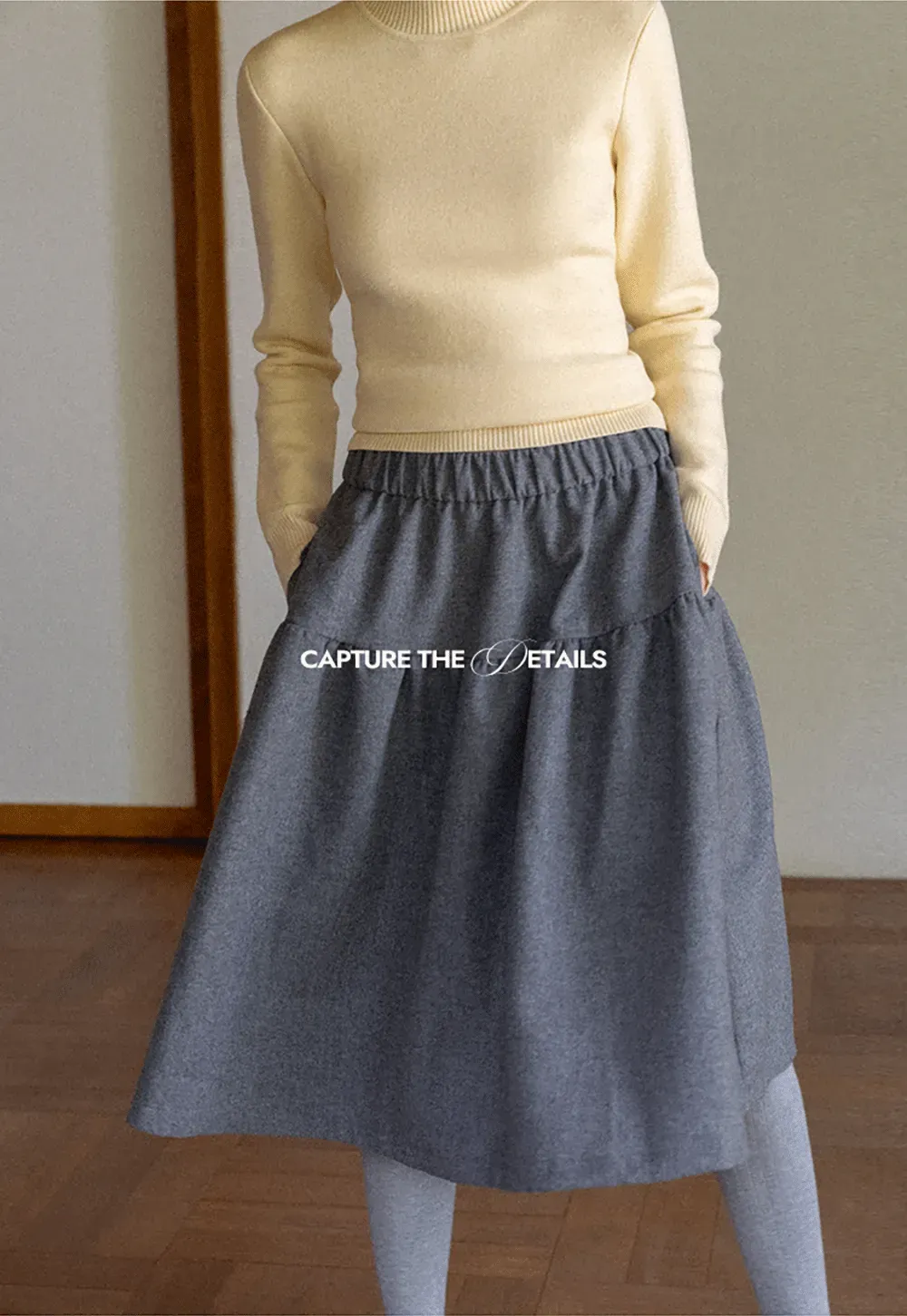 Tiered A-Line Wool Blend Skirt