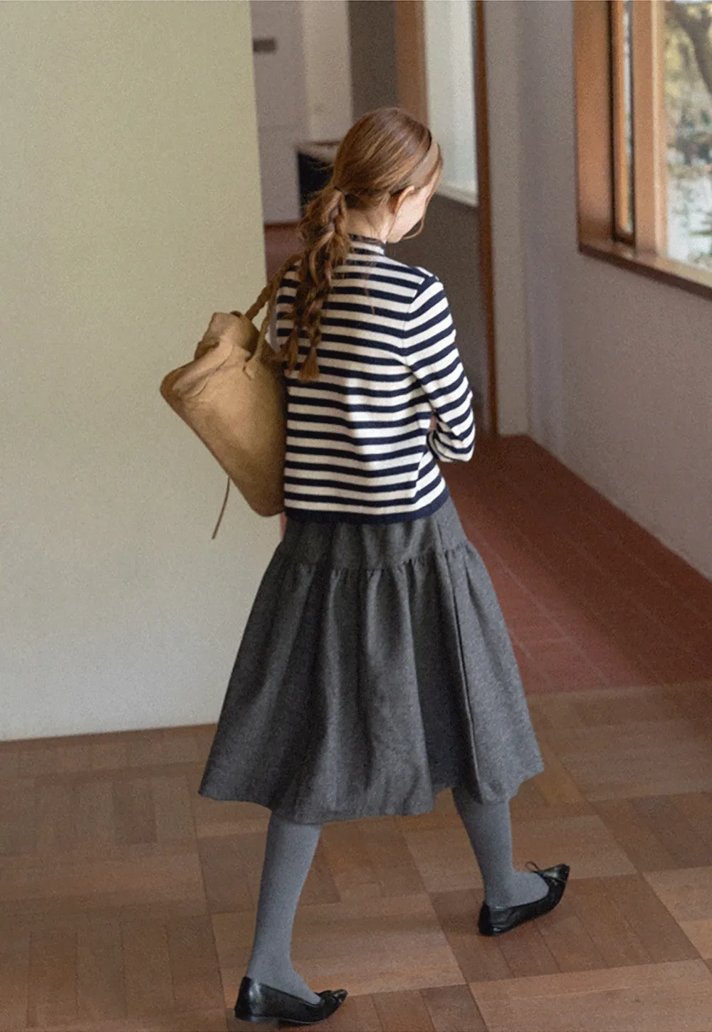 Tiered A-Line Wool Blend Skirt