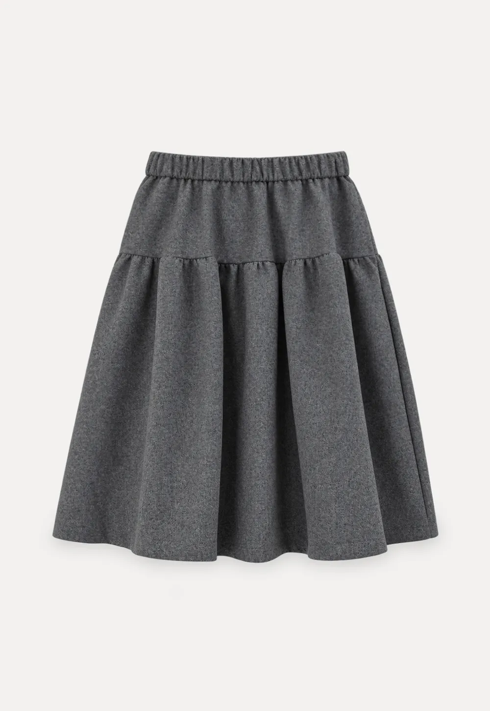 Tiered A-Line Wool Blend Skirt