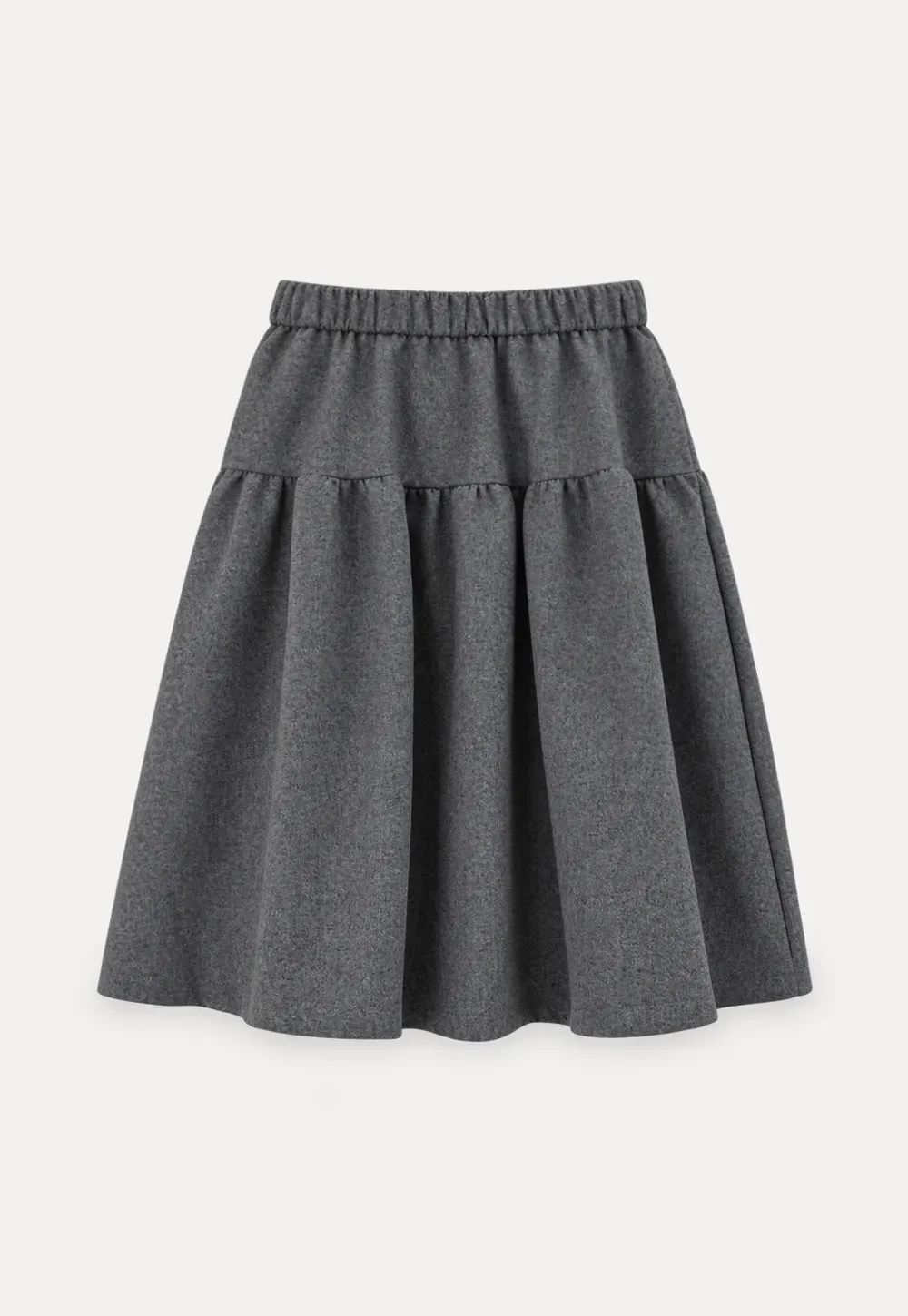 Tiered A-Line Wool Blend Skirt