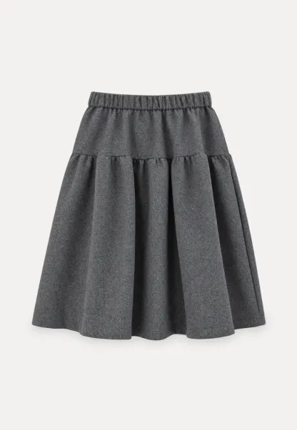 Tiered A-Line Wool Blend Skirt