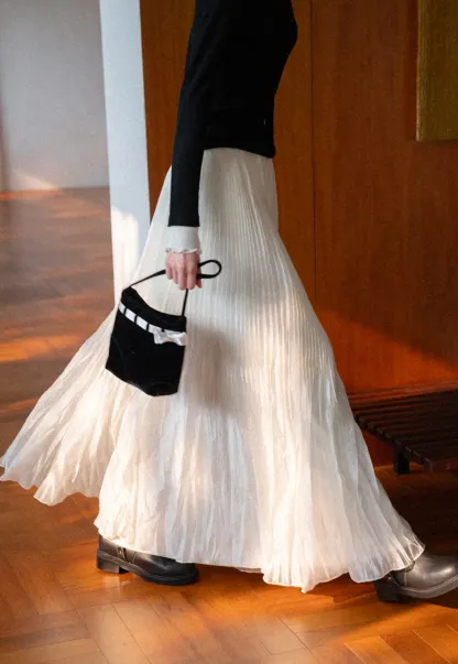 Pleated Flowing Maxi Skirt
