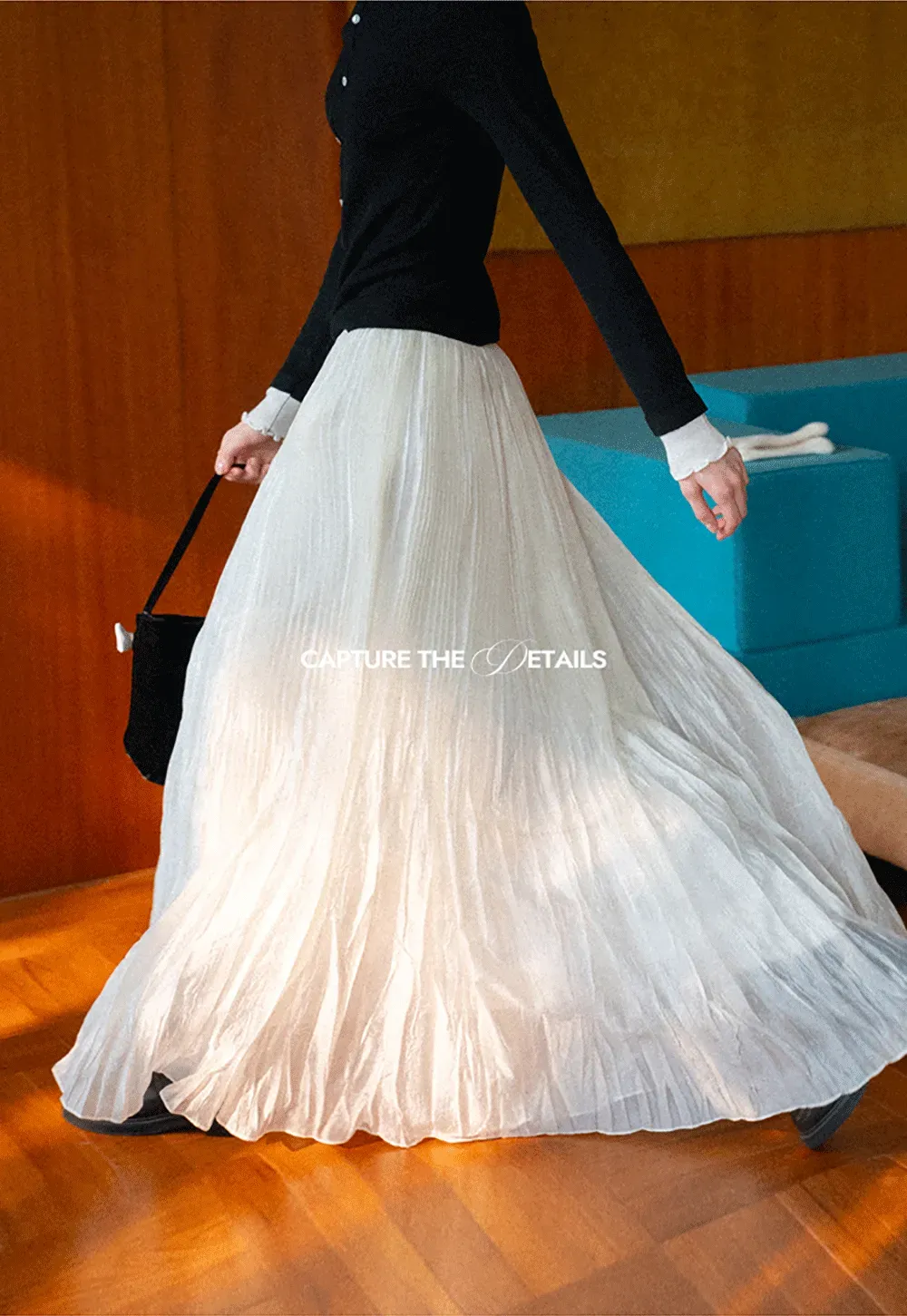 Pleated Flowing Maxi Skirt