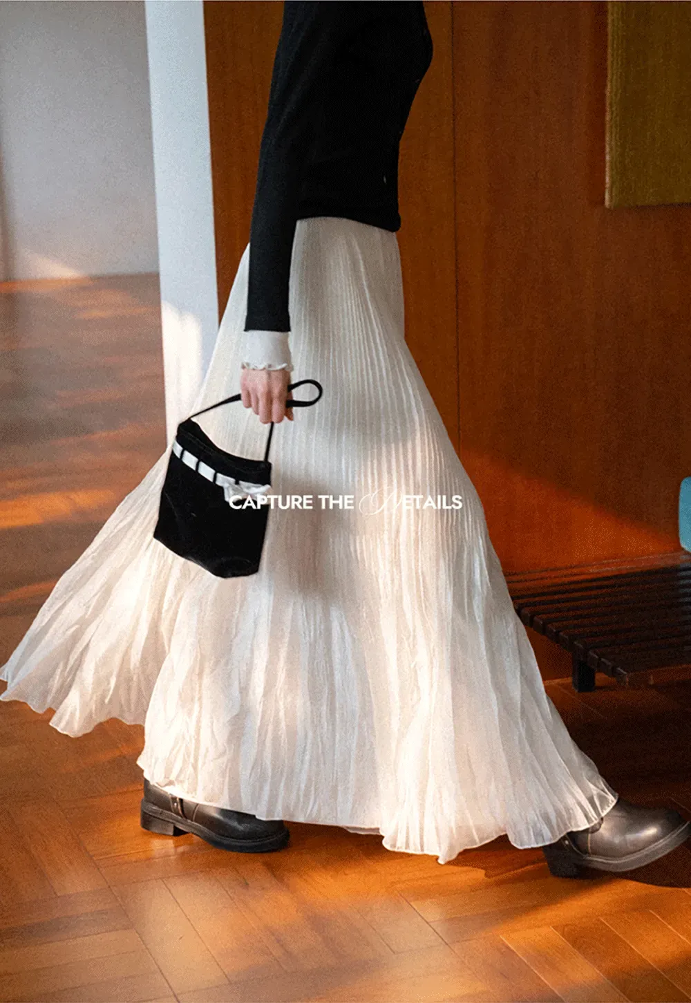 Pleated Flowing Maxi Skirt
