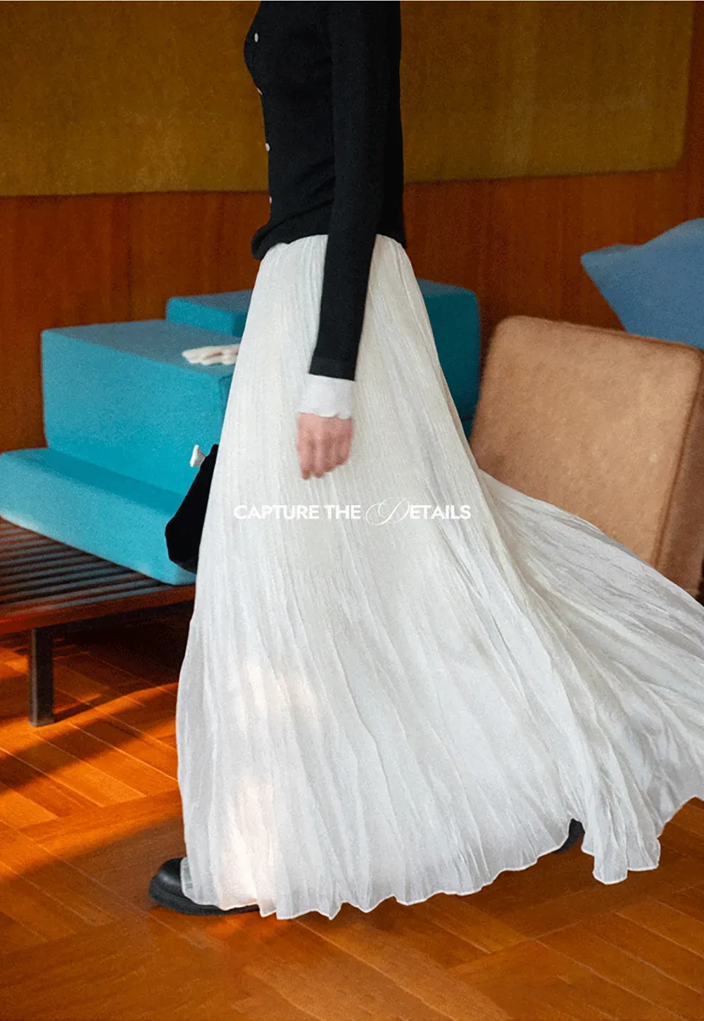 Pleated Flowing Maxi Skirt
