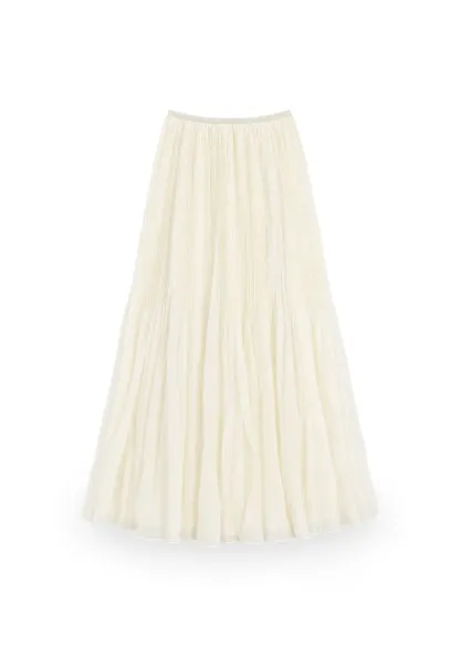 Pleated Flowing Maxi Skirt