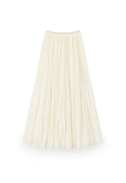 Pleated Flowing Maxi Skirt