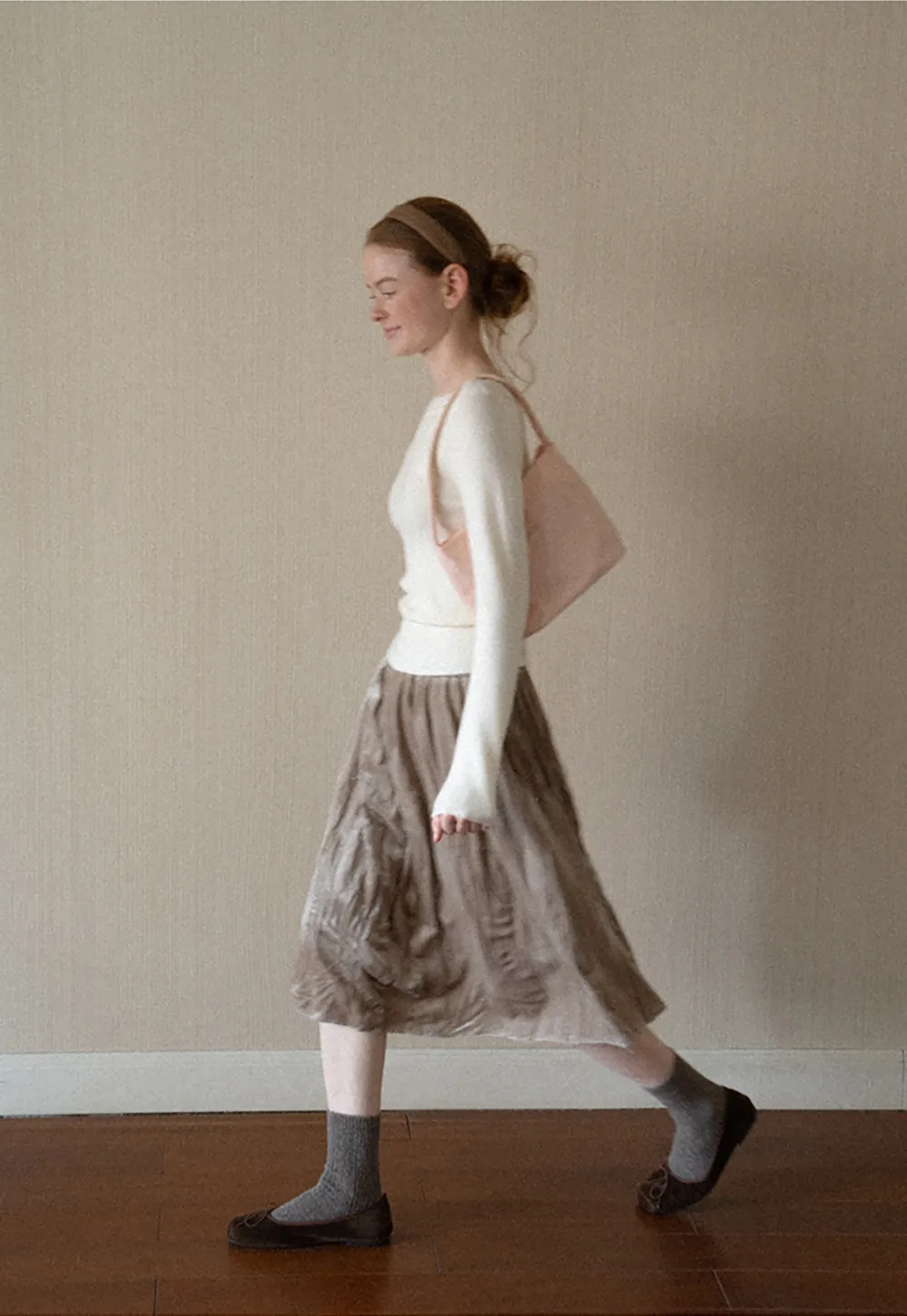 Elastic Waist Pleated Flowing Skirt