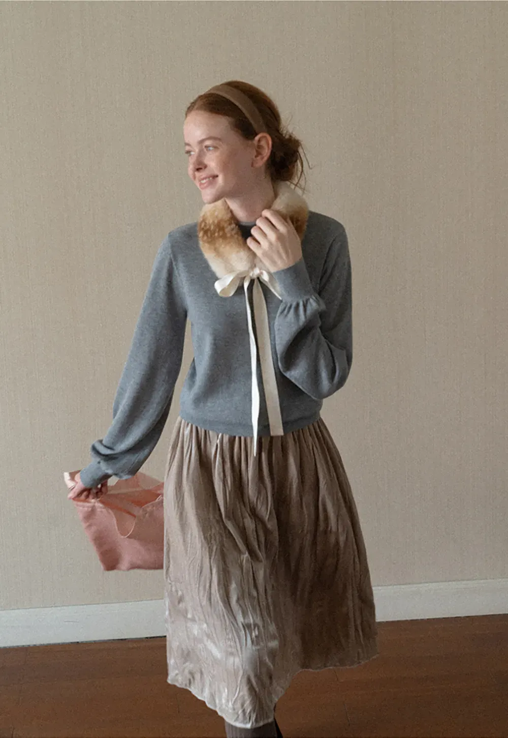 Elastic Waist Pleated Flowing Skirt