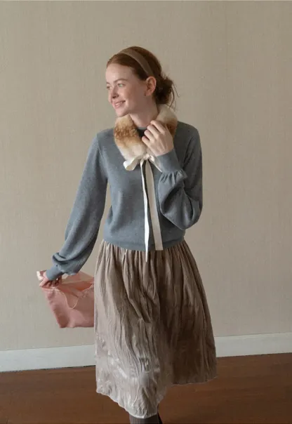 Elastic Waist Pleated Flowing Skirt