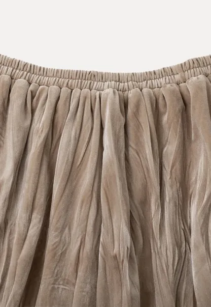 Elastic Waist Pleated Flowing Skirt