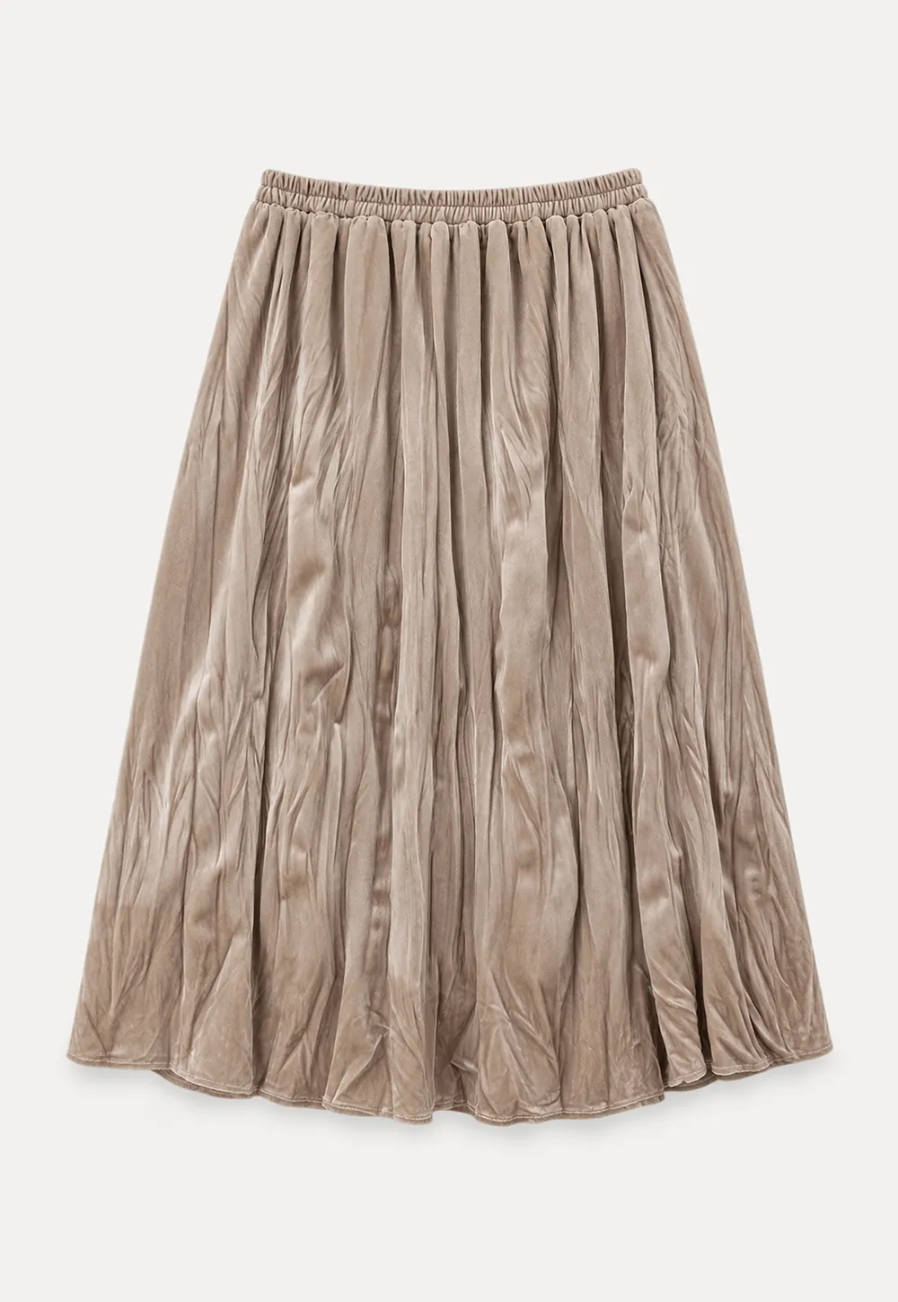 Elastic Waist Pleated Flowing Skirt