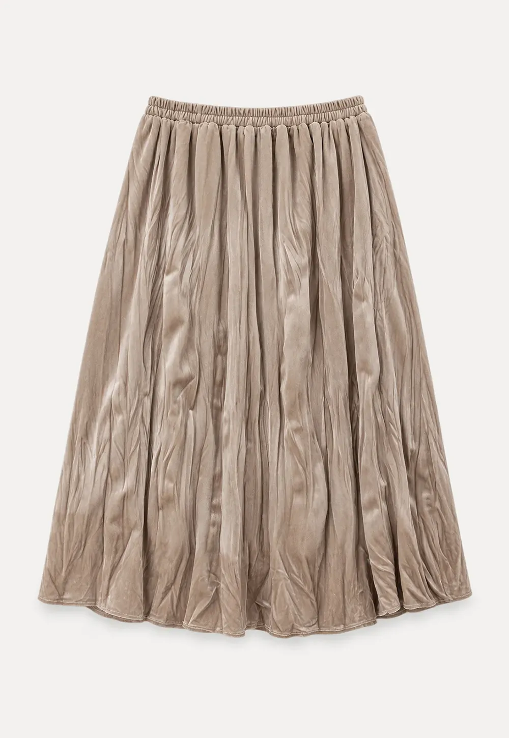 Elastic Waist Pleated Flowing Skirt