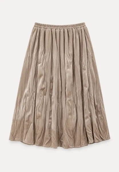 Elastic Waist Pleated Flowing Skirt