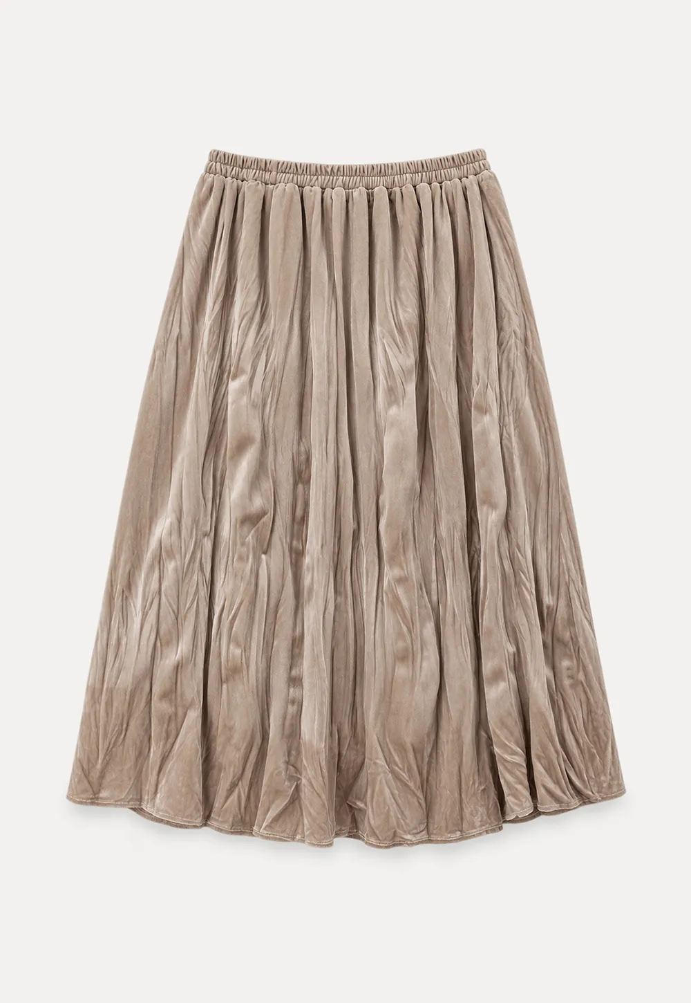 Elastic Waist Pleated Flowing Skirt