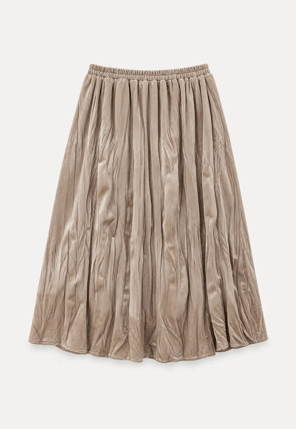 Elastic Waist Pleated Flowing Skirt