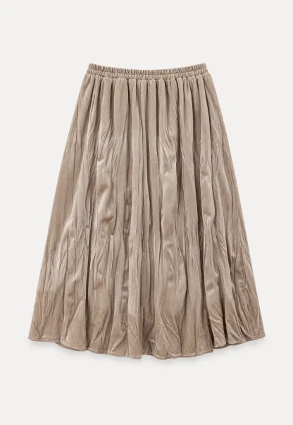 Elastic Waist Pleated Flowing Skirt