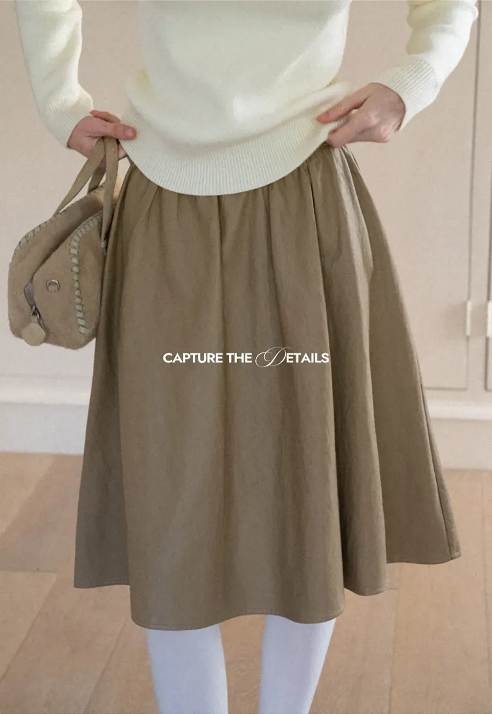 High Waist A Line Leather Skirt