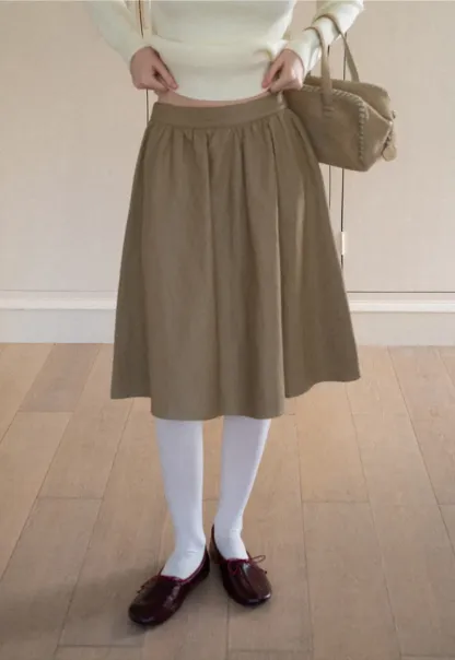 High Waist A Line Leather Skirt