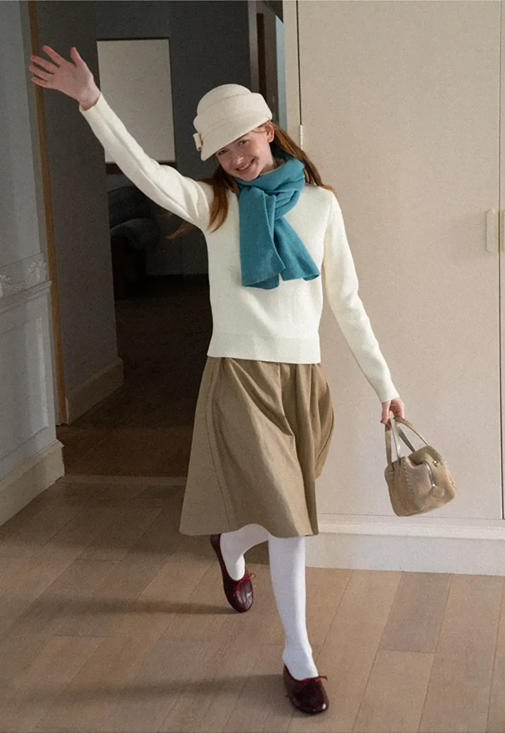 High Waist A Line Leather Skirt