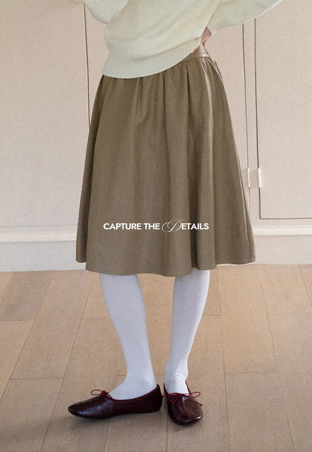 High Waist A Line Leather Skirt