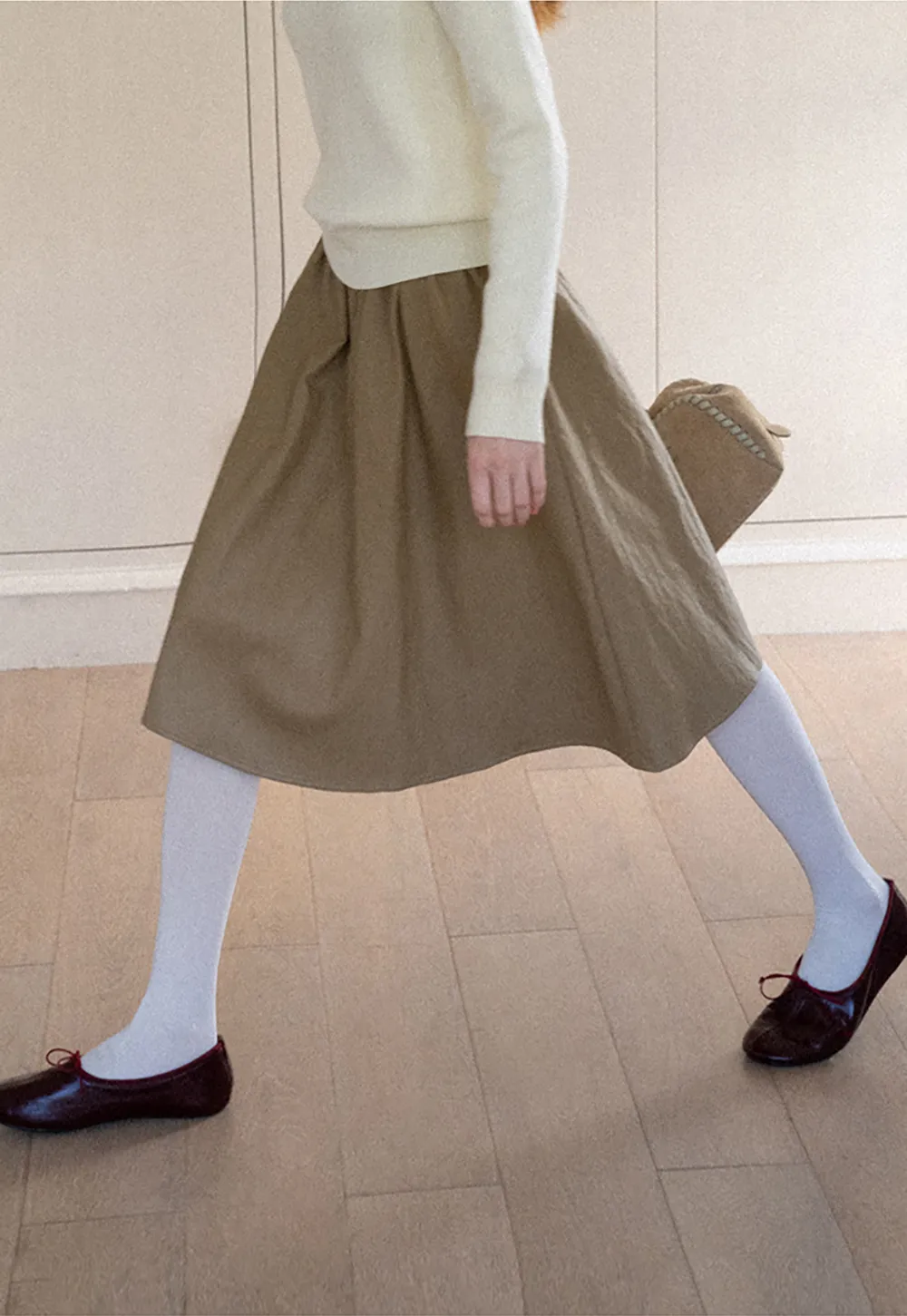 High Waist A Line Leather Skirt