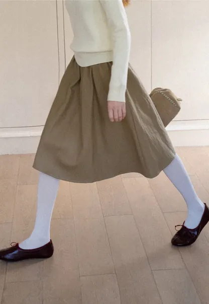 High Waist A Line Leather Skirt