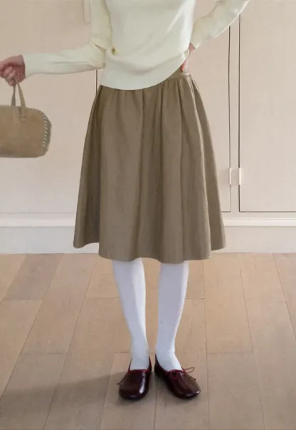 High Waist A Line Leather Skirt