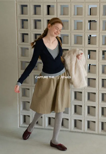 High Waist A Line Leather Skirt