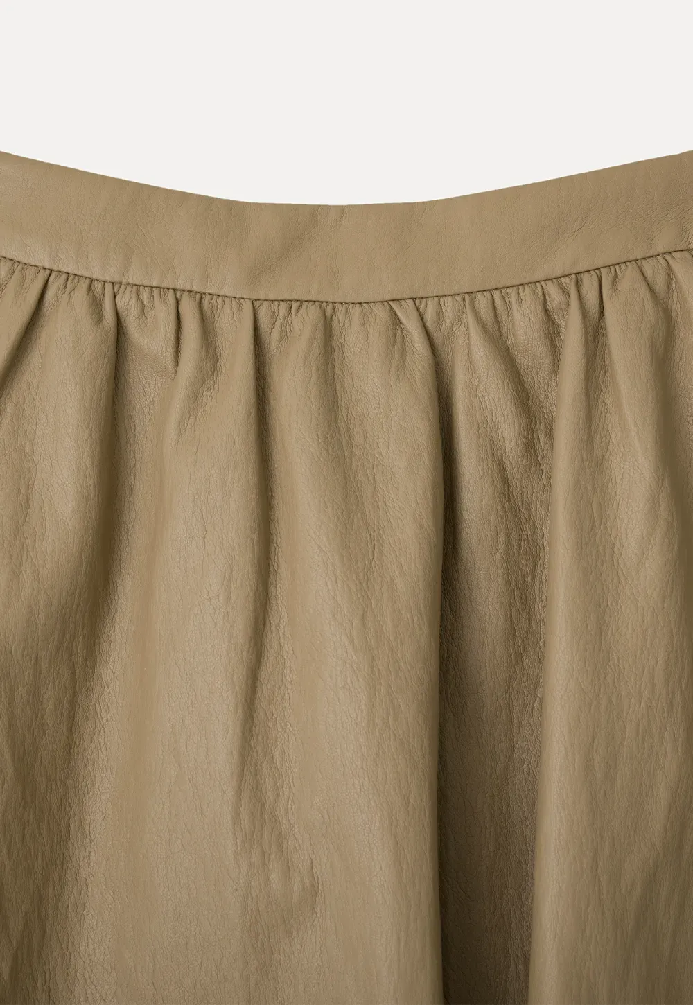 High Waist A Line Leather Skirt