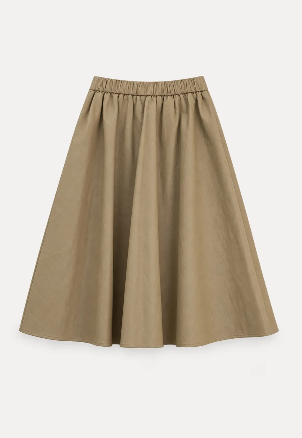 High Waist A Line Leather Skirt