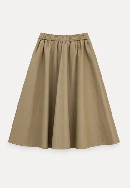 High Waist A Line Leather Skirt